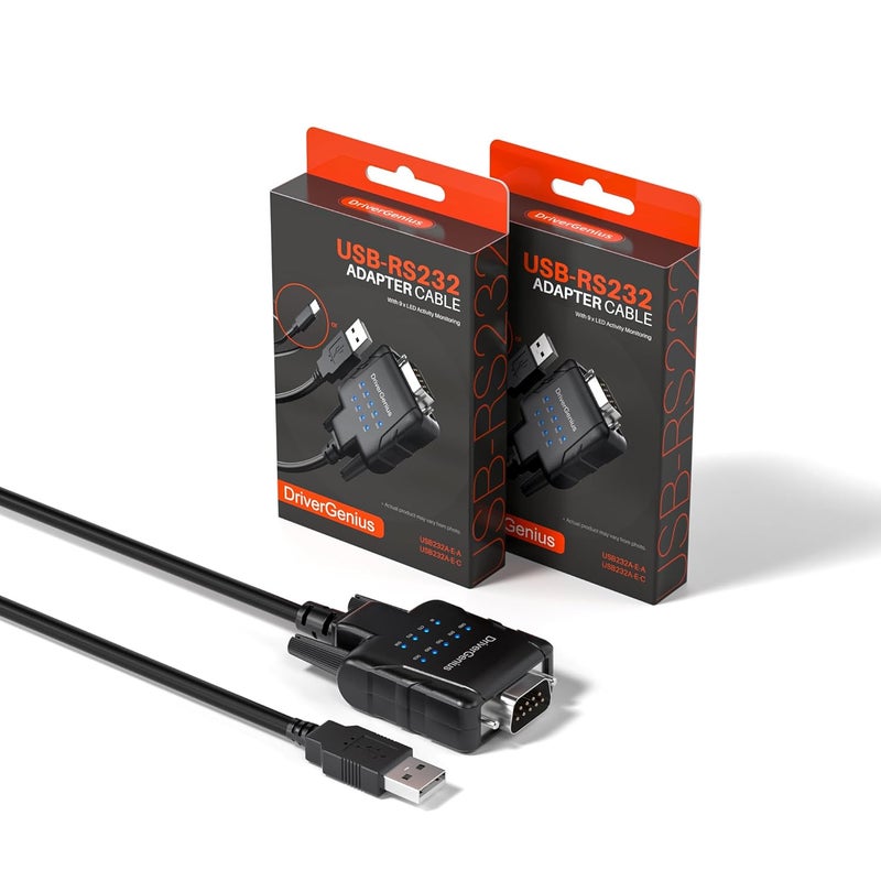 DriverGenius SerialPulseX-Series | USB to RS232 Serial Converter with 9 x LEDs - for Embedded Developers & Hobbyists | Works with Windows 11, macOS 15 【USB232A-E-A, 2-Pack】 - Image 1